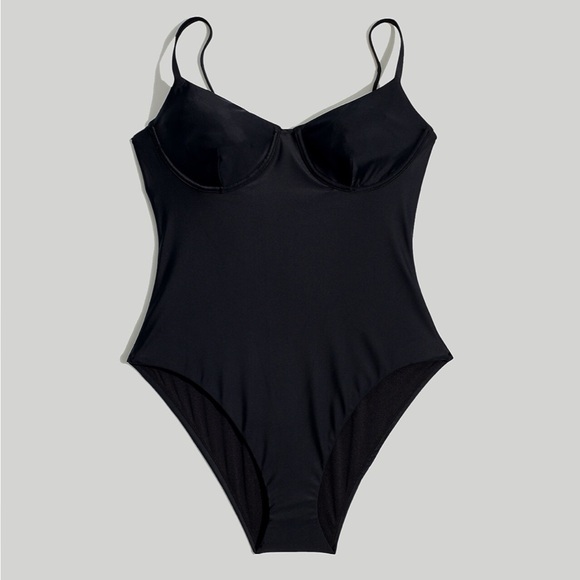 NEW Madewell One Pieces | Madewell Second Wave Seamed One Piece Swimsuit Black - Picture 6 of 7